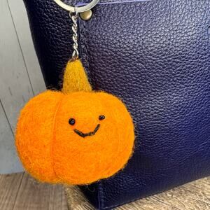 Pumpkin Bag Charm Fun Felted Wool Purse Charm NEW Light Orange Accessories NEW!